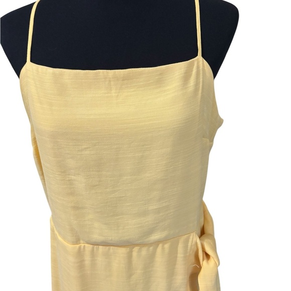 Nine West Side Tie Faux Wrap Sundress Yellow Women’s Large Adjustable Straps - Picture 5 of 11